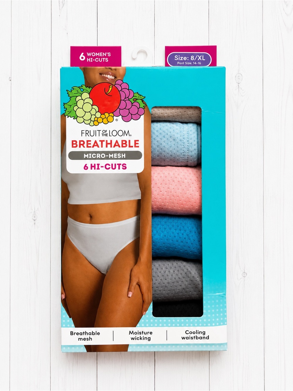 Fruit Of The Loom Micro Mesh Women’s Panties Underwear Size 8 XL
